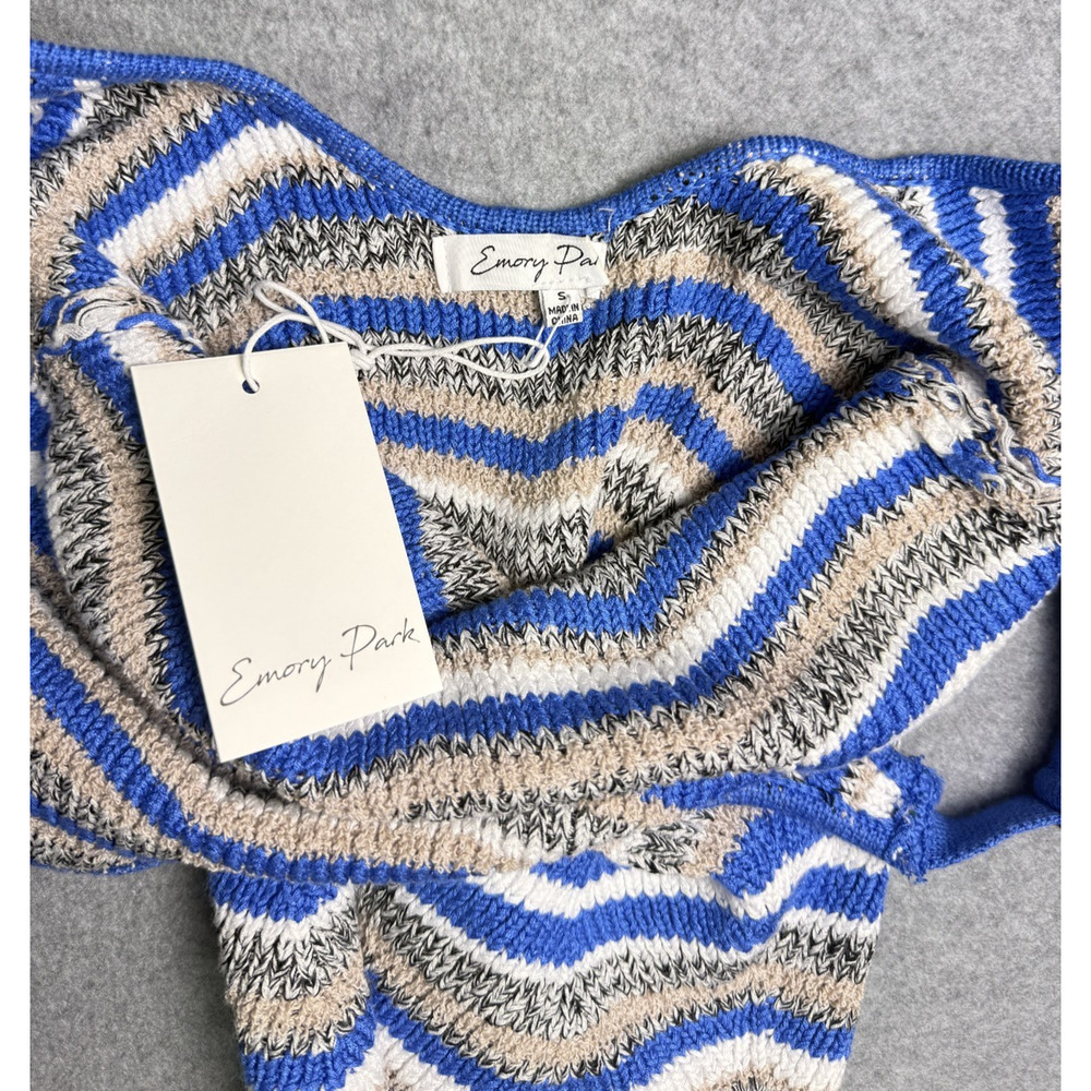 Emory Park Chevron Knit Midi Dress Blue Adjustable Straps Missoni Style NWT SML - Picture 10 of 11
